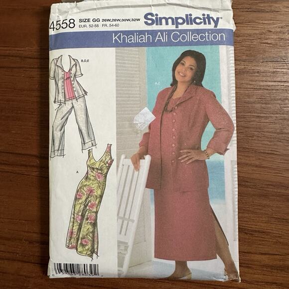 UNCUT Simplcity 4558 Womens 26W-32W Cropped Pants Dress Skirt Sewing Pattern - Picture 1 of 2